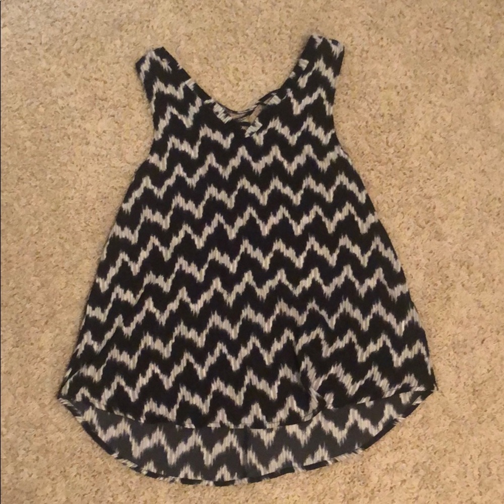 Black and white/grey stripe tank top